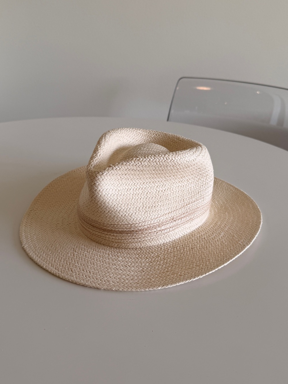 Rag & Bone Tan Packable Straw Fedora Hat Size Large